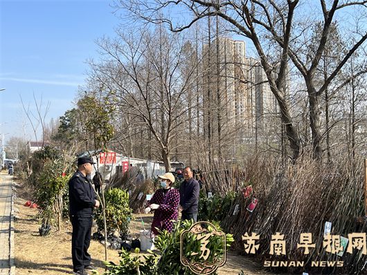 句容城管：设置苗木疏导点 变堵为疏利群众