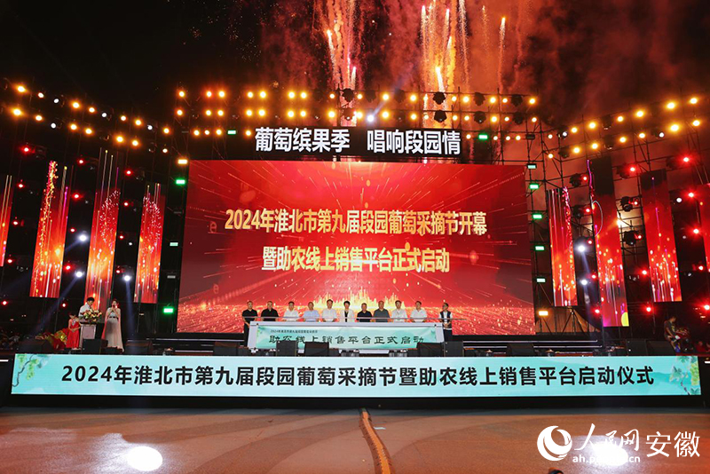 2024淮北市第九届段园葡萄采摘节暨助农线上销售平台启动仪式。人民网记者 王晓飞摄